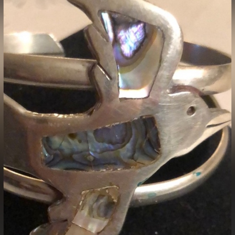 Vintage Inlaid Abalone Cuff Bracelet